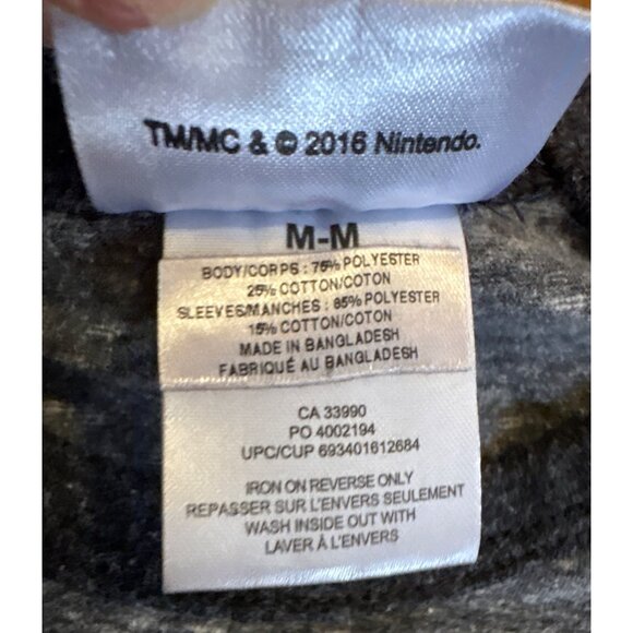 Donkey Kong Raglan Shirt Its On Super Mario Long-Sleeve Med Nintendo Grey - Picture 4 of 5